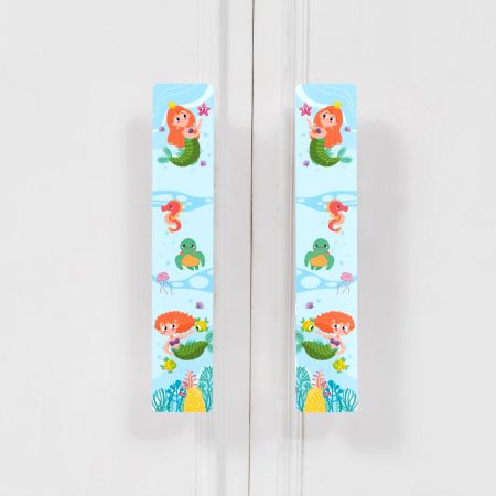 Handcrafted Acacia Wood Mermaid Cupboard Handles Set